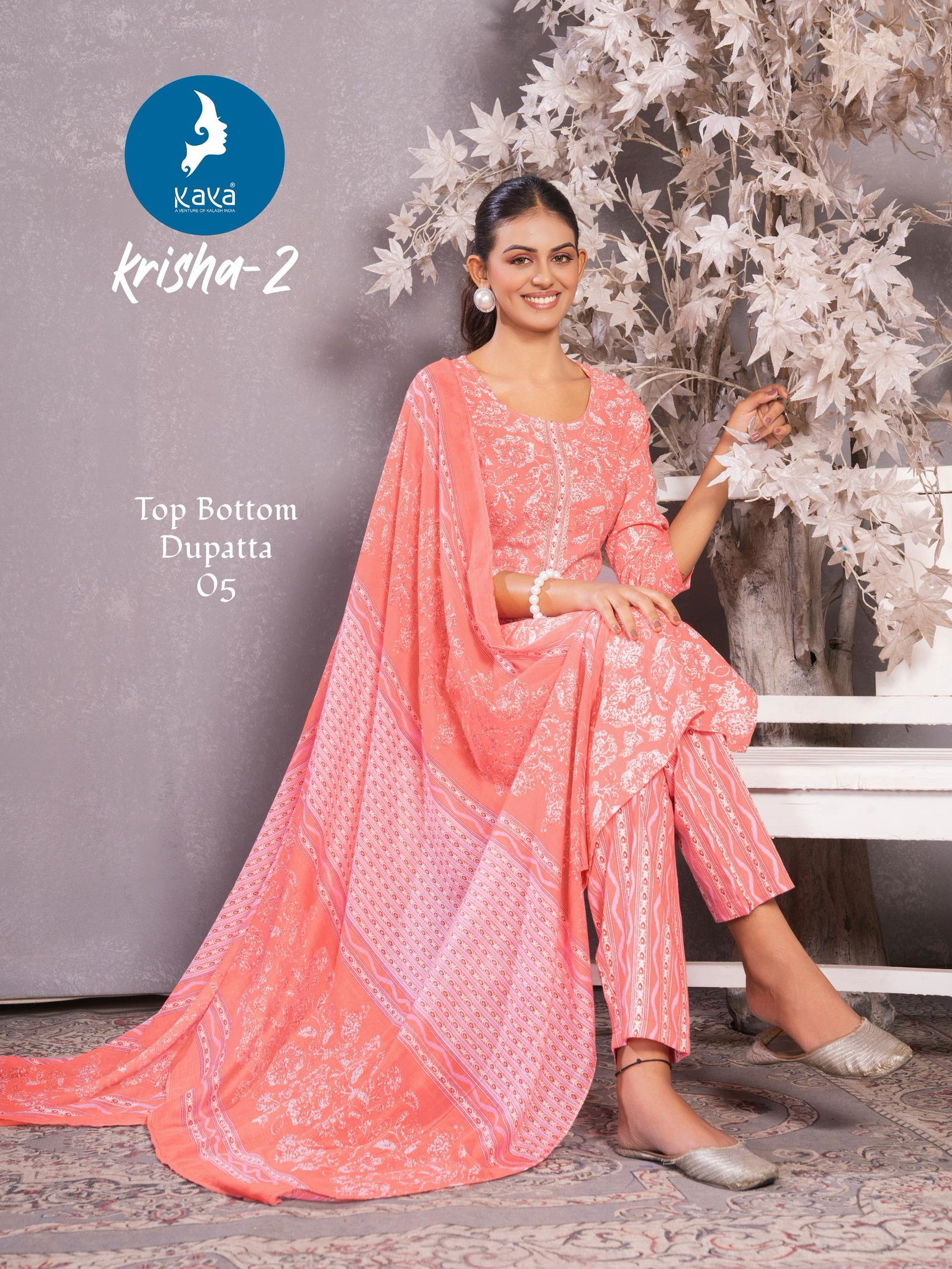 Krisha 2 By Kaya Cotton Printed Online Kurti With Bottom Dupatta Wholesale